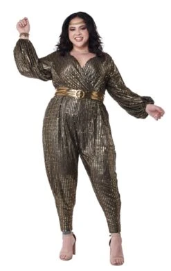 GENERIC Womens Gold Disco Queen Plus Size Costume